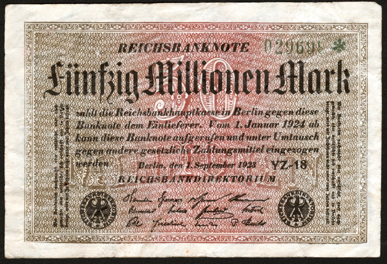 Billet de 50 millions de marks, Allemagne - . .