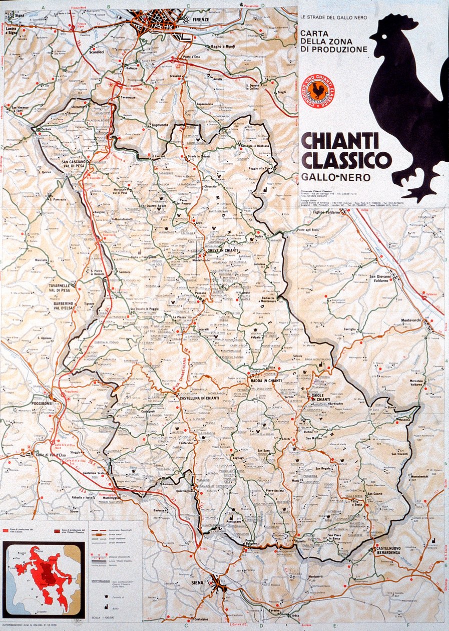 Carte de la région du Chianti classico - Henry Charles Fehr