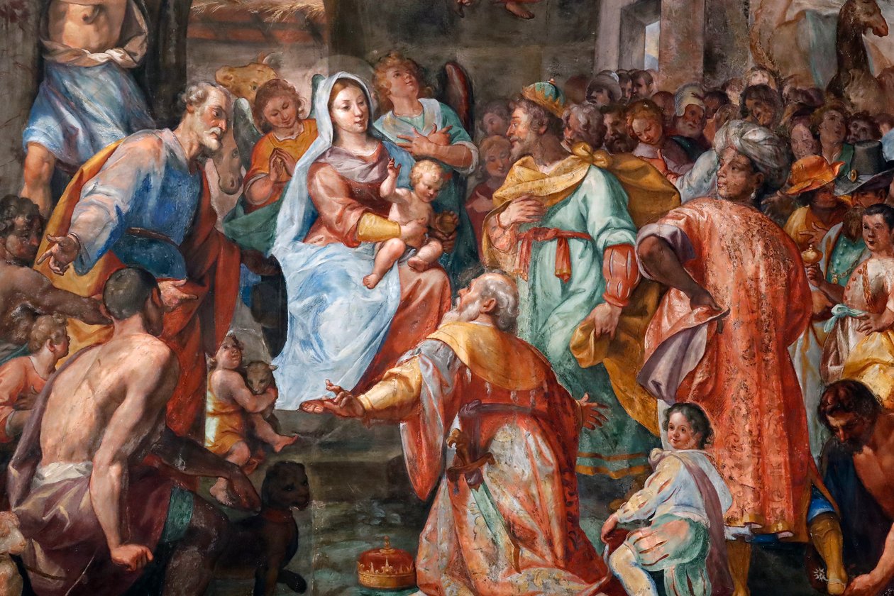 Scène de la Nativité. Fresque. Église San Donato. Gênes. Italie. - . .
