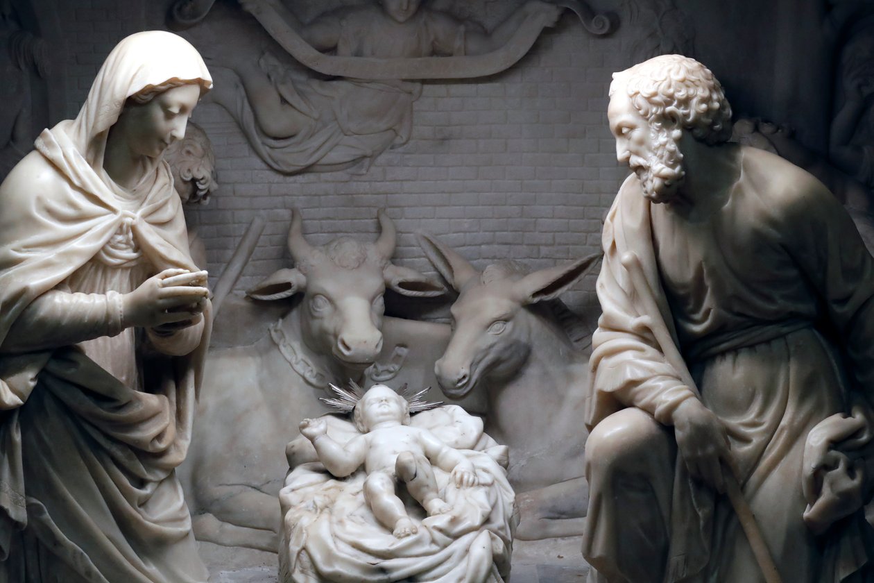 Scène de la Nativité. Sculpture. Église San Donato. Gênes. Italie. - . .