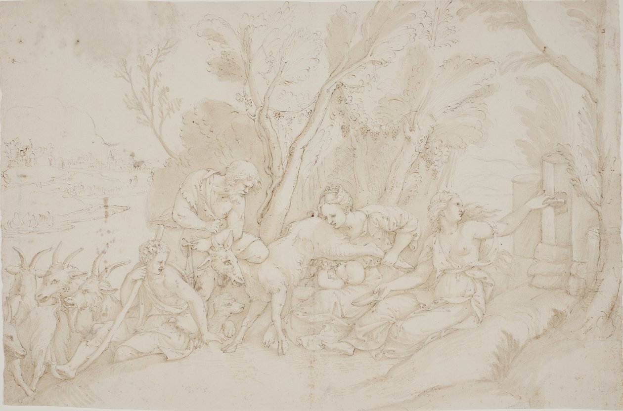 Jupiter allaité par la chèvre Amalthée - after Giulio Romano