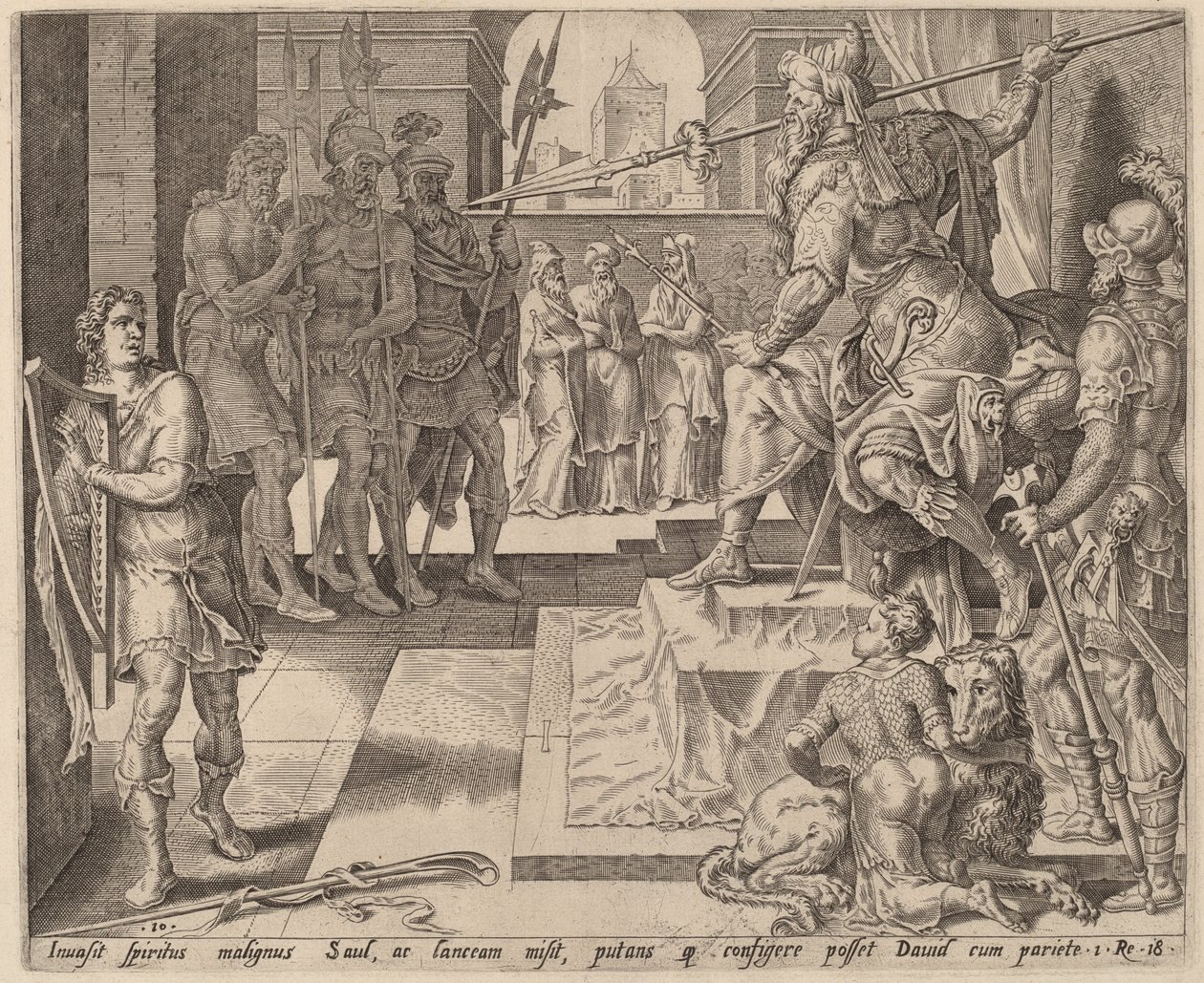 David devant Saül - after Maerten van Heemskerck