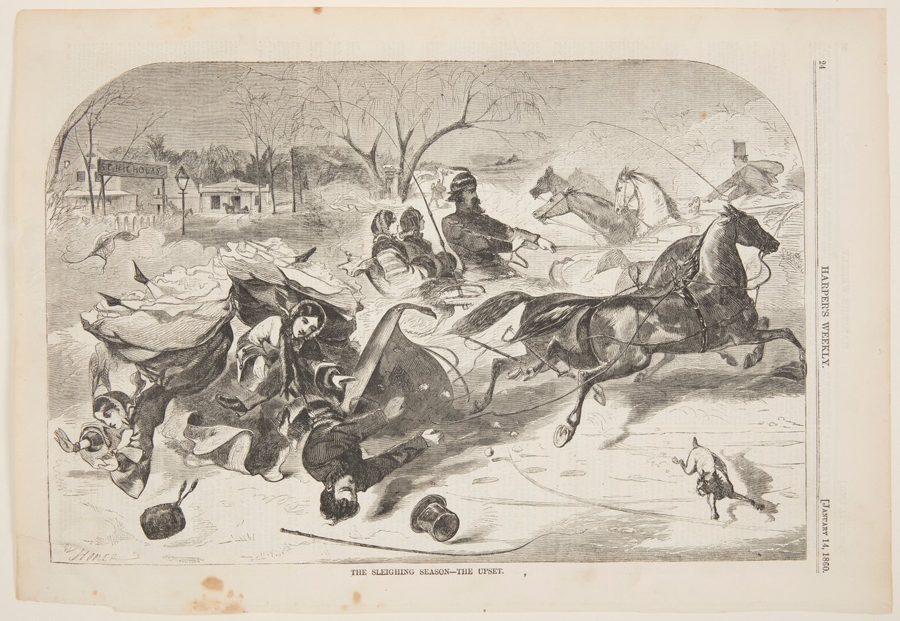 La saison des traîneaux – Le renversement - after Winslow Homer