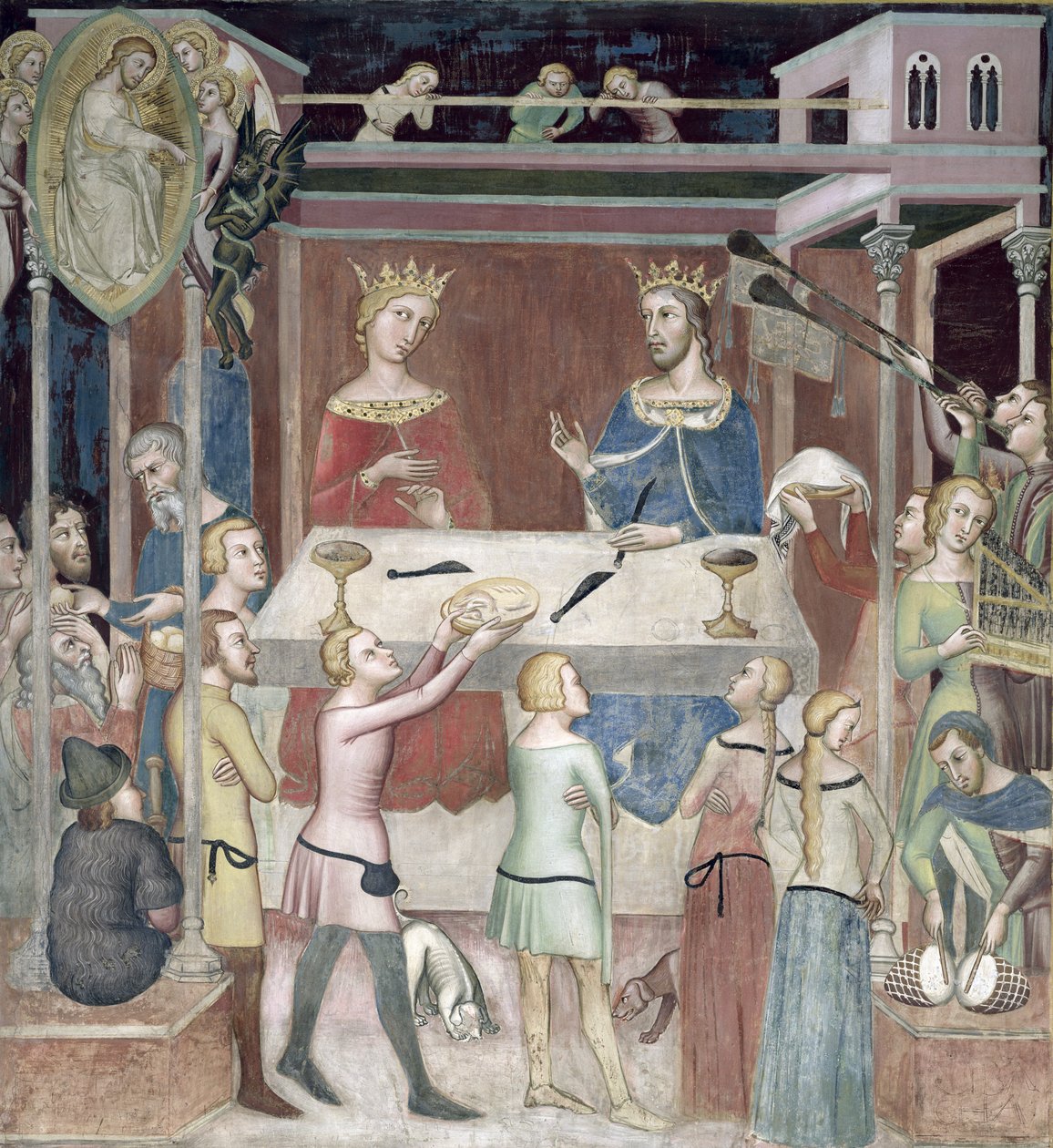 Satan demandant à Dieu de tenter Job, 1356-67 - also Manfredi de Battilori Bartolo di Fredi