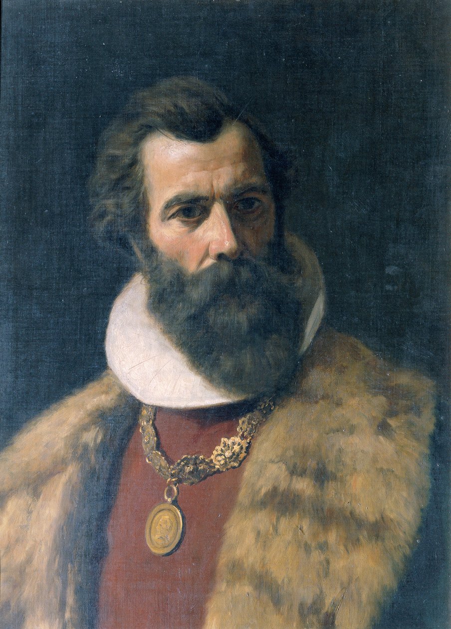 Homme barbu avec col en fourrure et chaîne - anonymus