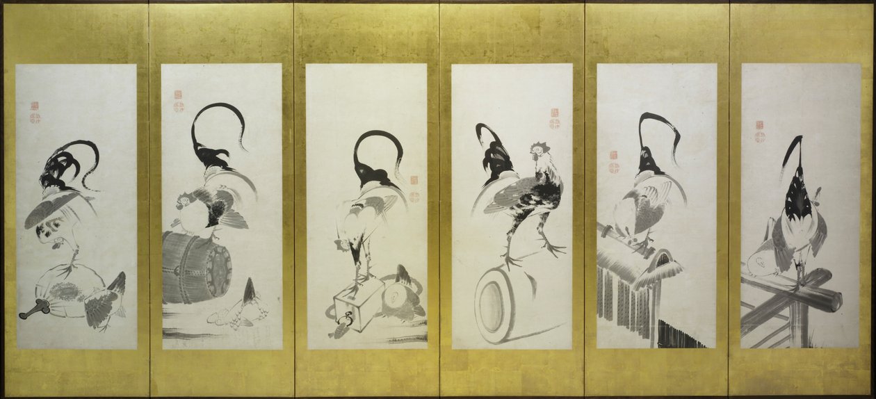 Coqs et poules - attributed to Itō Jakuchū