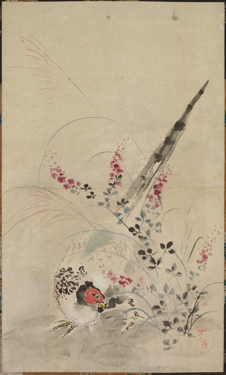 Faisan et Herbes - attributed to Ogata Kōrin