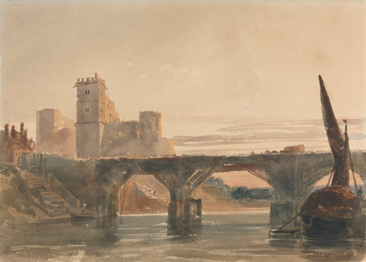 Château de Chepstow depuis le pont - attributed to Peter DeWint