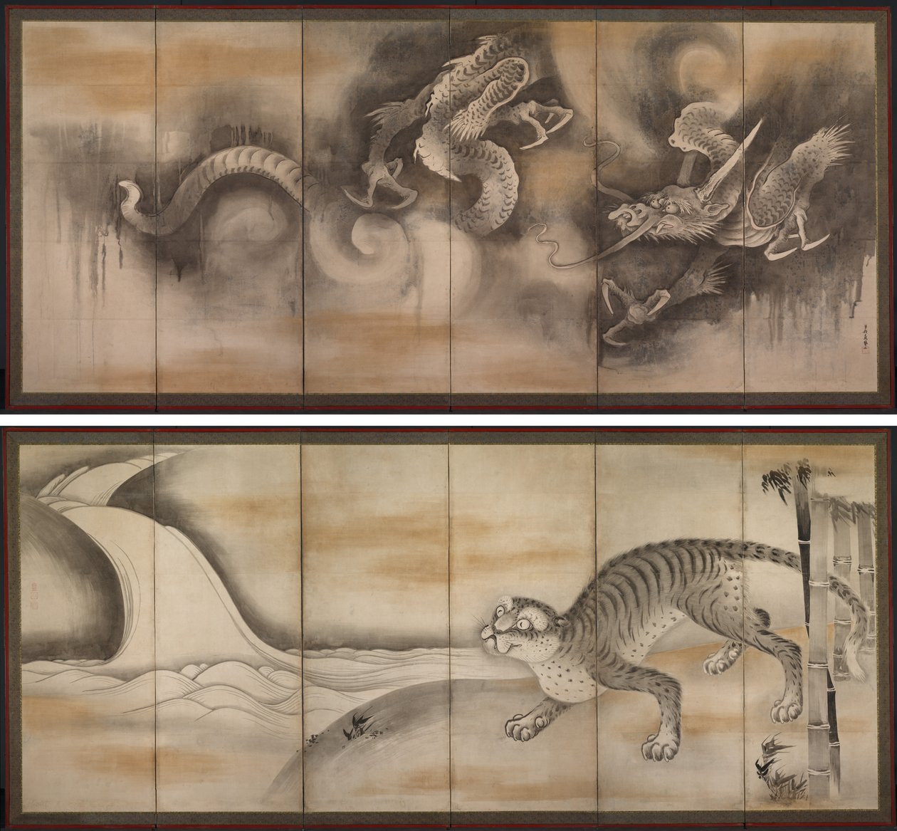 Dragon et Tigre - attributed to Soga Nichokuan