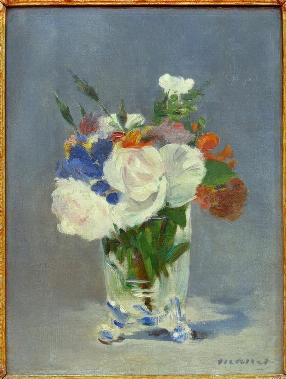 Fleurs dans un vase en cristal - Édouard Manet