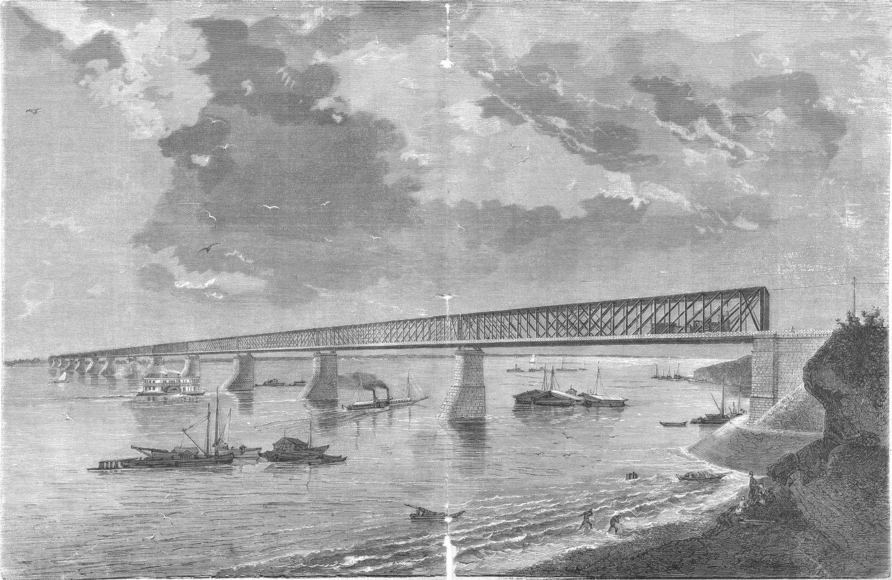 Pont de Syzran (pont Alexandrowski) après son ouverture en 1880 - engraving by M. Rashevskiy Photo by N. Karazin