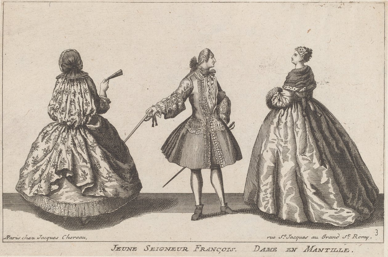 Jeune Seigneur Français/Dame en mantille - published by Jacques Chéreau