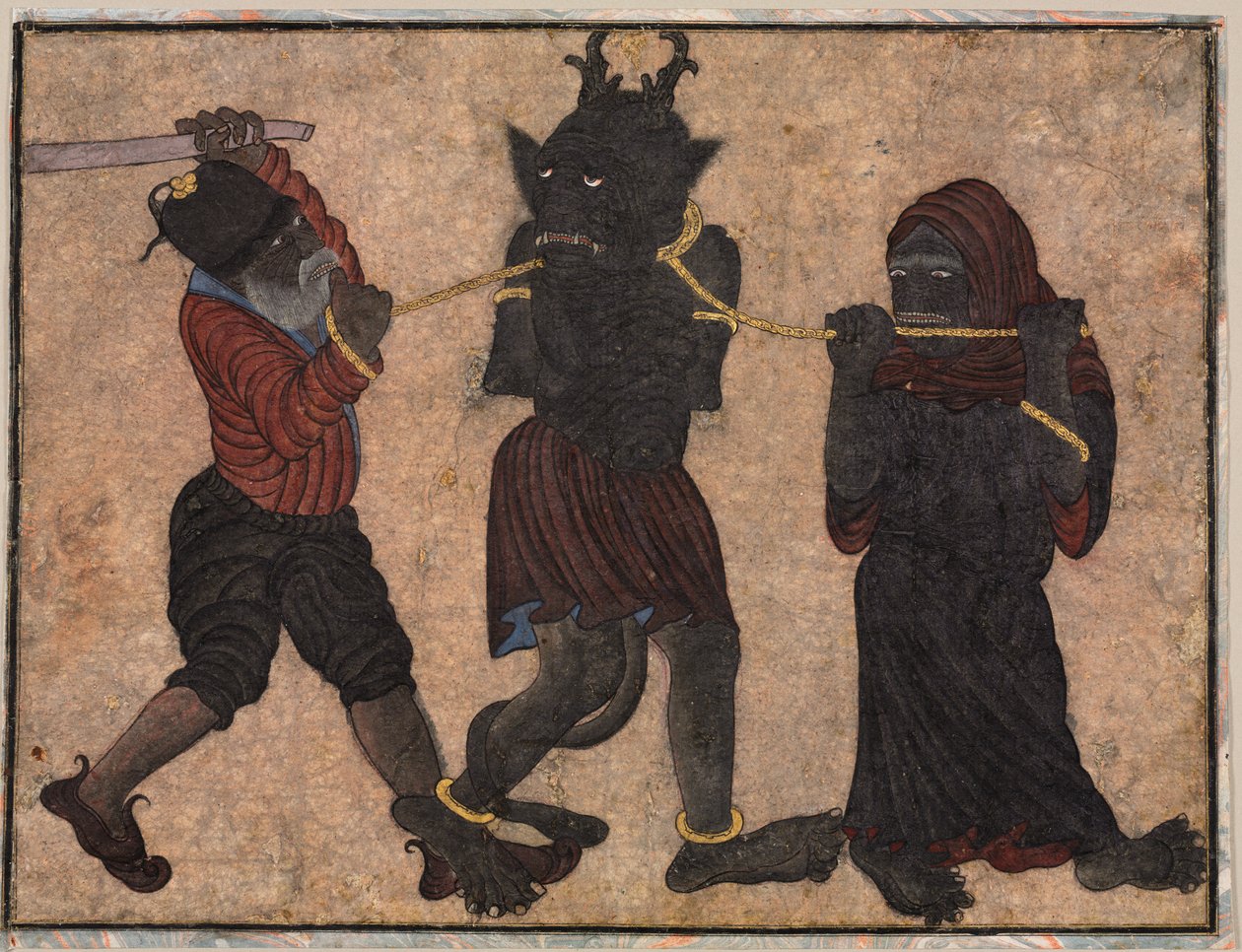 Démon enchaîné - style of Muhammad Siya Qalam