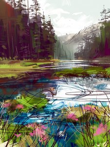 Beau paysage dans la forêt et les montagnes à côté d Beau paysage dans la forêt et les montagnes à côté d