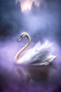 Cygne blanc aux ailes déployées sur une surface d Cygne blanc aux ailes déployées sur une surface d