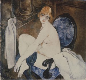 Nu dans un fauteuil bleu