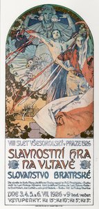 Affiche du 8ème festival Sokol à Prague, 1925