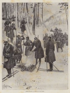 Infanterie allemande en exercice sur des raquettes
