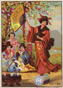 Dame japonaise dansant sur une bobine de coton