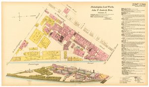 Carte des usines de plomb de Philadelphie, 1889