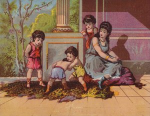 Dame romaine avec enfants jouant
