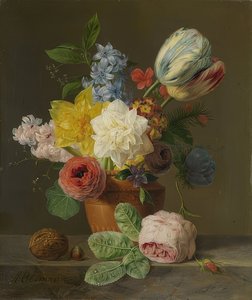 Nature morte avec fleurs et noix