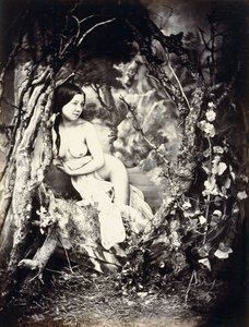 Une femme semi-nue parmi les arbres, vers 1850s-1860s