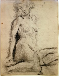 Nu féminin assis aux yeux fermés
