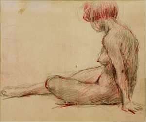 Nu féminin assis vers la gauche