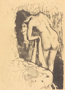 Femme nue debout, se séchant