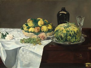 Nature morte avec melon et pêches