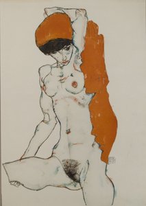 Nu féminin avec tissu orange-rouge, 1914