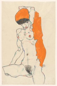 Nu debout avec draperie orange, 1914
