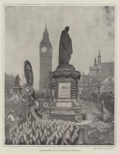 La statue de Beaconsfield, Westminster, le jour de la Primevère