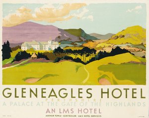 Hôtel Gleneagles, affiche publicitaire pour le LMS, 1924