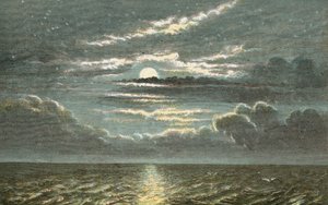 Mer de nuit avec pleine lune