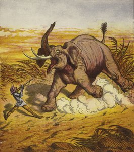 Jim Bold chassant un éléphant
