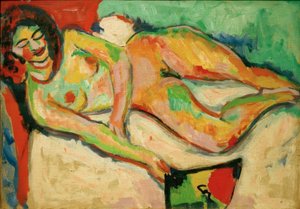Nu couché avec éventail