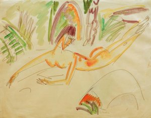 Nu féminin couché sur la plage de Fehmarn