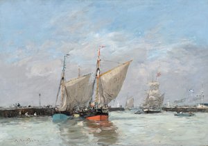Trouville, les jetées, marée haute, 1876