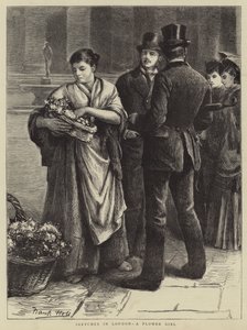 Croquis à Londres, une marchande de fleurs