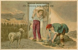 Carte commerciale Maison Fontaine, tonte des moutons