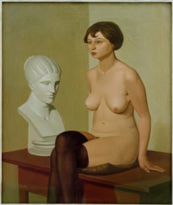 Nu féminin avec tête en plâtre