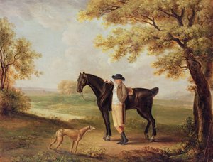 Cheval, cavalier et lévrier
