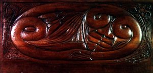 Existence, panneau de lit en bois, vers 1894