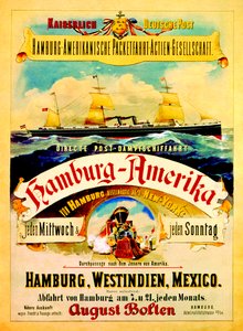 Affiche publicitaire pour la Hamburg American Line, 1883