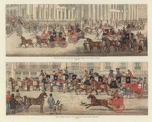 Transport par diligence et chevaux