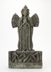 Statuette en pierre grise grossière