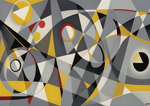 abstrait : argent-jaune_cercles 2