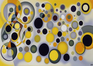 abstrait : argent-jaune_cercles 4